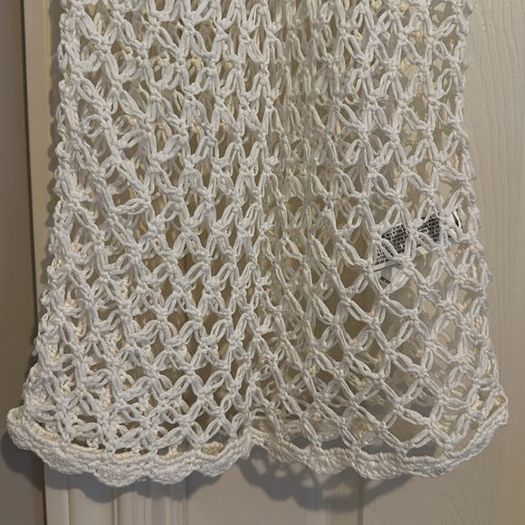Forever 21 White Crochet Knit Bikini Coverup Tank Top Knit Dress Cream Small - Picture 3 of 5
